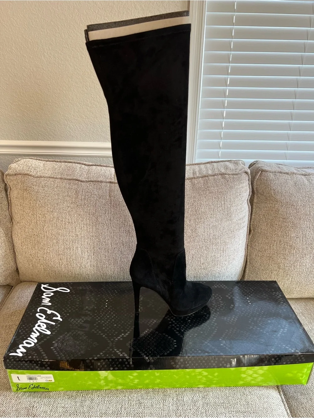 Sam Edelman Black Suede Over-the-Knee Stiletto Boots